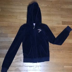 Juicy Couture - Size S - Navy Blue Suede Hoodie
